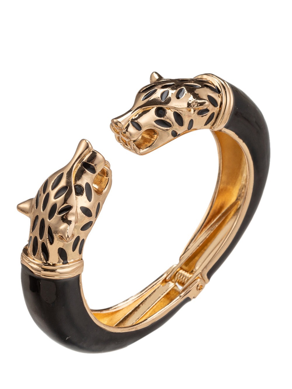 Talia Leopard Head Hinged Cuff Bracelet